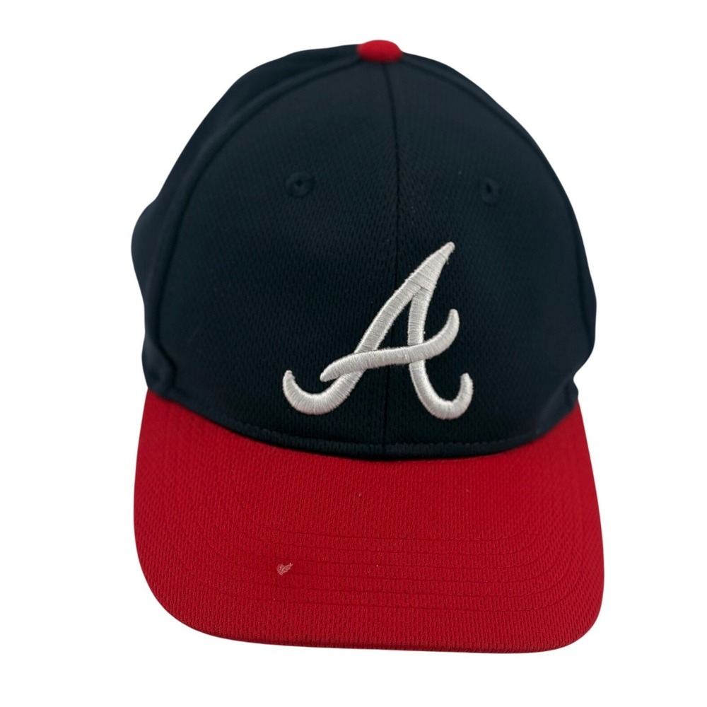 Team MLB Hat Youth OSFA Navy Blue Atlanta Braves Baseball Cap Adjustable Mesh